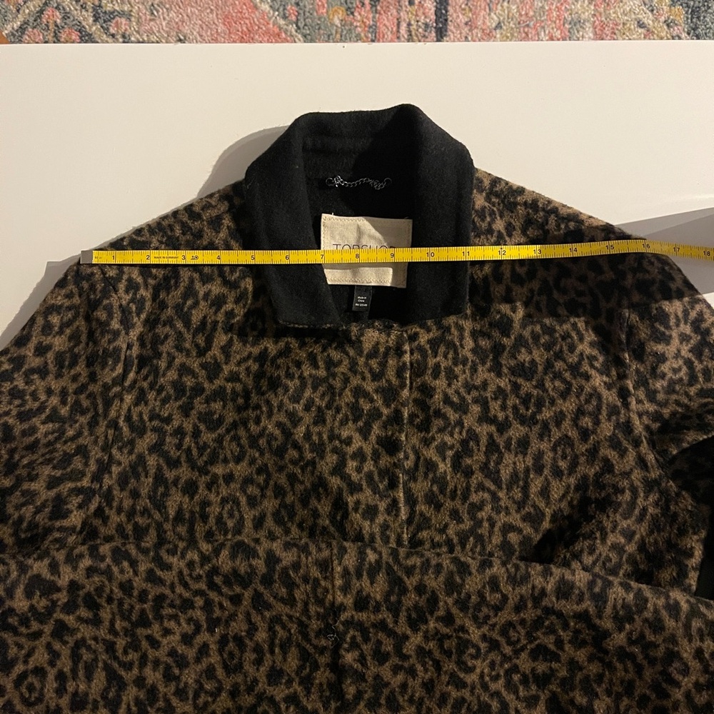 Topshop Women's Leopard Print Long Coat - Brown/Black - Picture 5 of 9